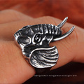 Vintage Men Custom Jewelry Personality Stainless Steel Animal Head Elephant Ring